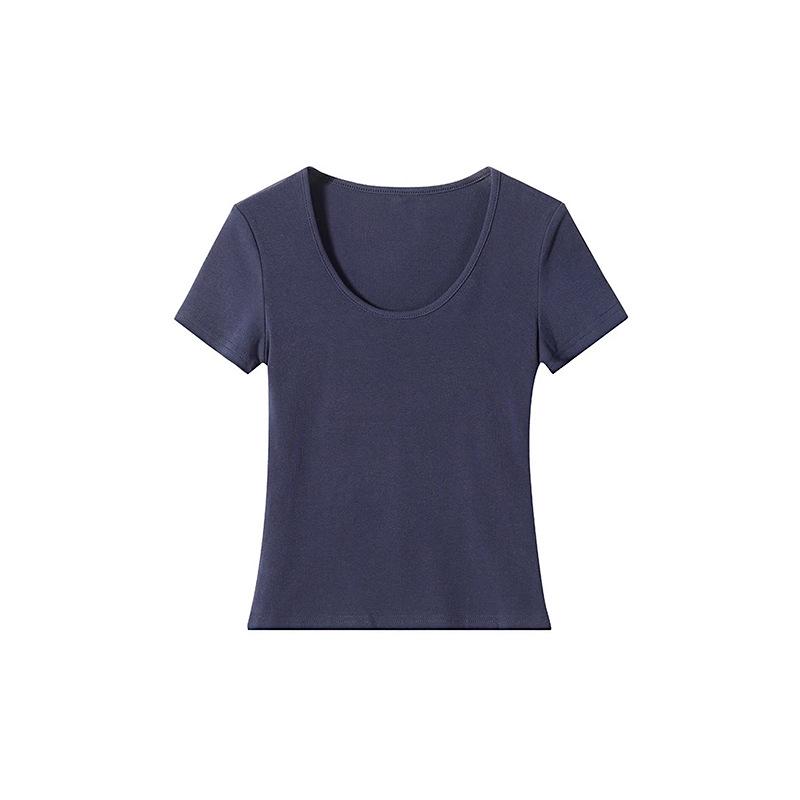 

Women s U-Neck Slim Fit T-Shirt - 2026 Summer Style, Solid Color, Short Sleeve, Versatile and Simple Design. M (47.5-55 kg)