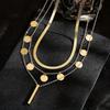 New Multi-layer Stacked Disc Tassel One-word Necklace Women's Small Vertical Strip Pendant Collarbone Chain Jewelry Batch
