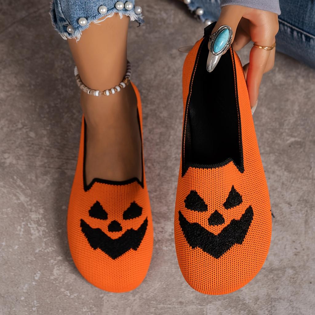 2025 New Women's Halloween Pumpkin Print Breathable Shoes