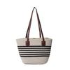 Woven Straw Bag Women's Large-capacity Beach Vacation Shoulder Bag Cotton Rope Bucket Bag Simple Leisure Commuter Women's Bag