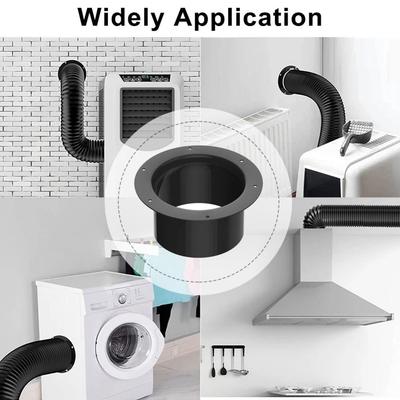 Fan Connection ABS Wall Flange Connector Round Black Ventilation Pipe Joint Air Pipe Joint Ventilation Pipe