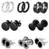 Stainless Steel Black Stud Earrings Set for Men & Women - Stylish Clips & Needles