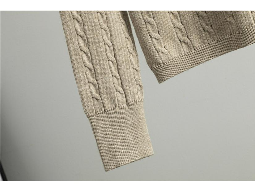 Korean-Style Two-Piece Set: Polo Collar Cable Knit Top & Sweater Skirt for Spring/Autumn
