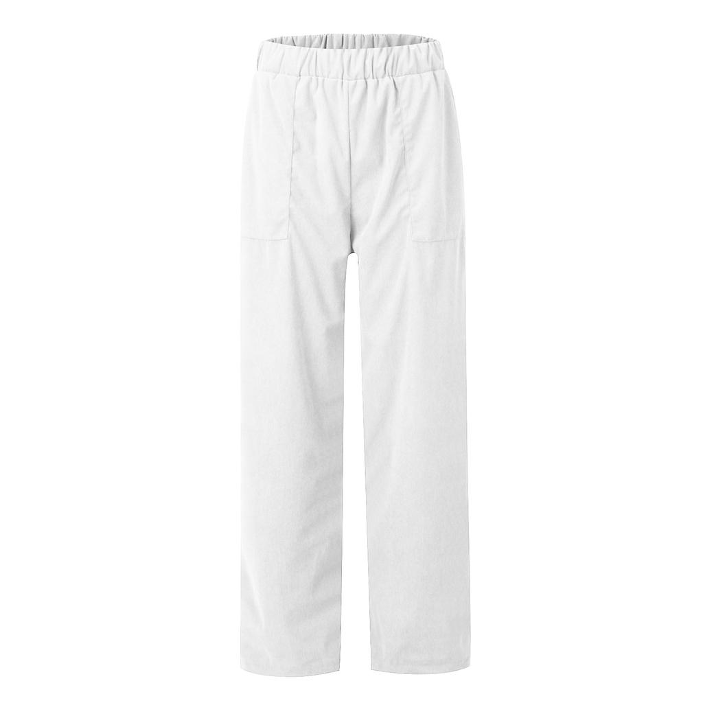 Lässige, einfarbige, elastische Taille, gerade Freizeithose für Damen mit Taschen
