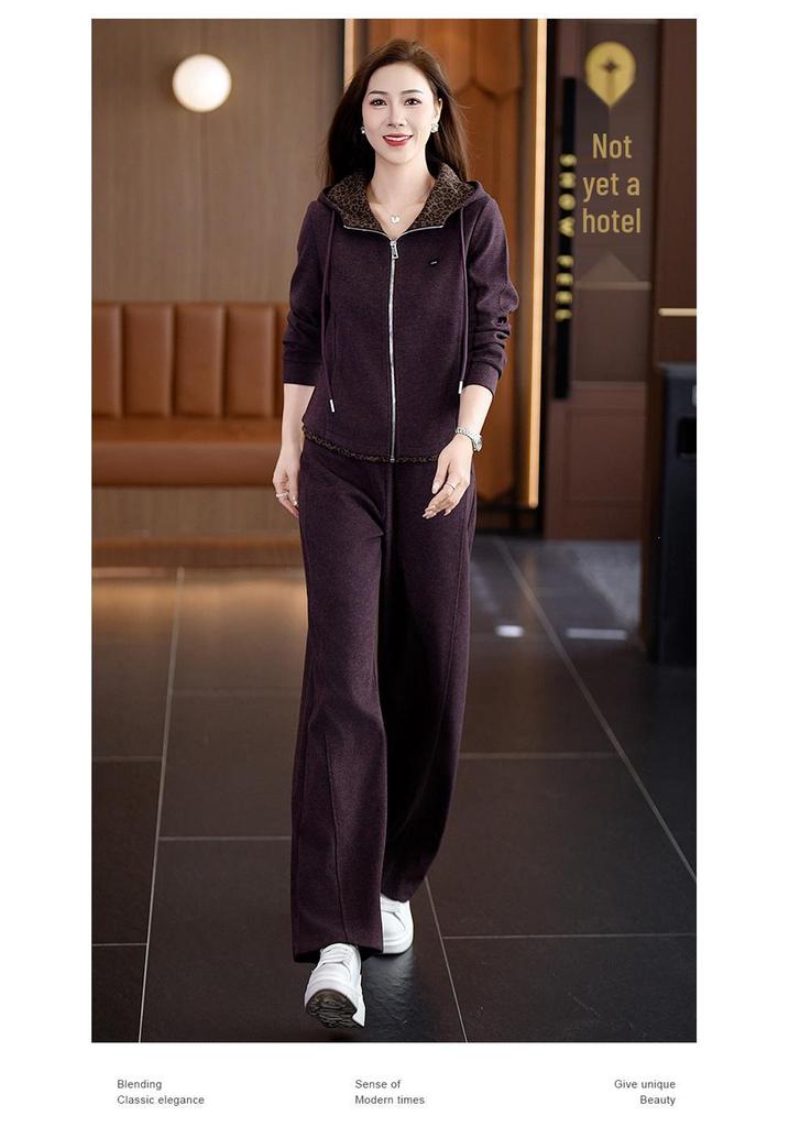 2026 Women's Two-Piece Sportswear Set: Casual Loose Hoodie & Long Pants for Spring & Autumn, Plus Size Available