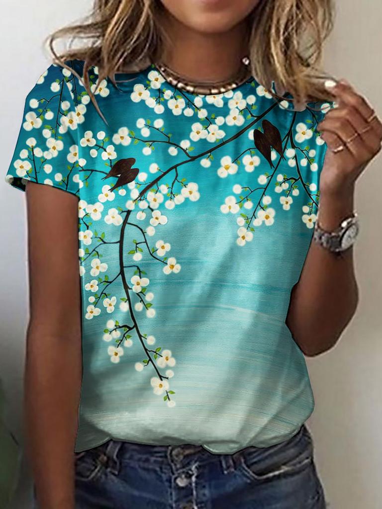 3D digital printed short sleeved new summer European and American trend T-shirt women's round neck top 2872 EMA