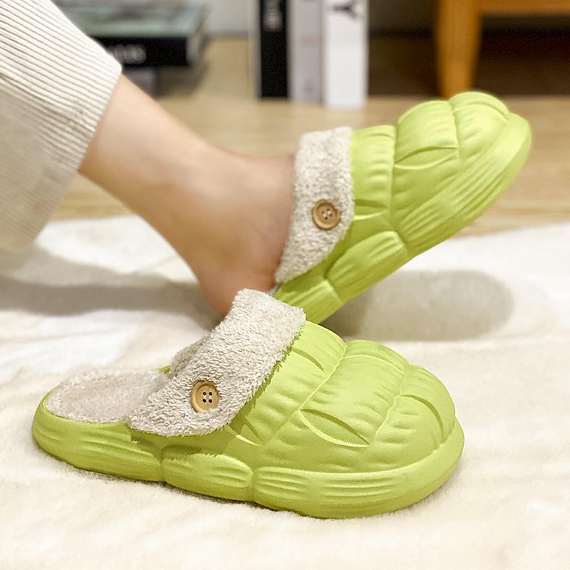 Vinter Par Lättvikt Plus Size Tjock Sula med Plyschisolering Bomull Tofflor Bekväma Mode Bomull Tofflor 36-45