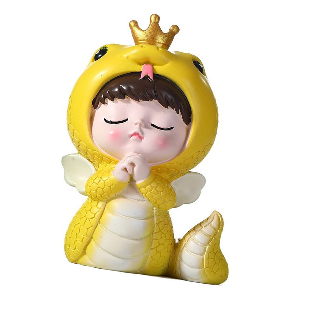 Cartoon Snake Baby Figurine Statue Cake Toppers Decoration Chinese Zodiacs Theme Party Accessories Resins Ornament