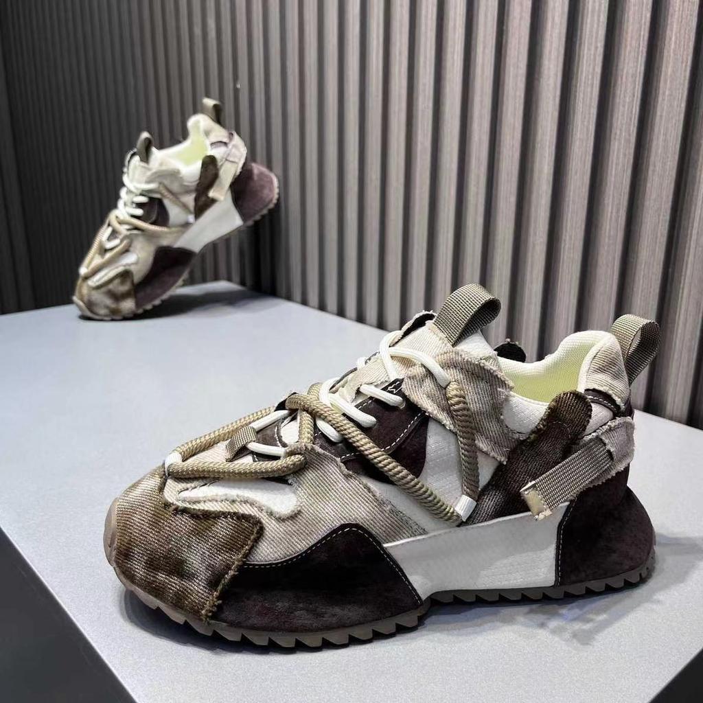 Designer Chunky Sneaker for Men Cover Bottom Board Shoes Fashion Casual Leather Breathable Increased Internal Platform Shoes