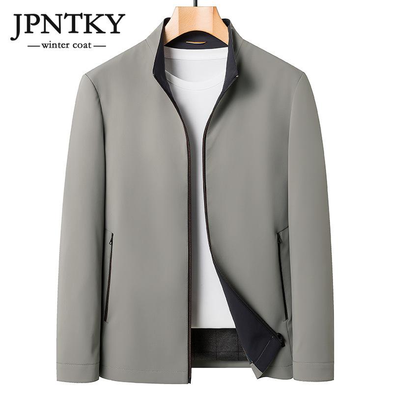 

JPNTKY высококачественное молочное шелковое мужское однотонное пальто с воротником-стойкой, эластичное мягкое восковое деловое легкое пальто для отдыха, роскошное высококачественное легкое пальто