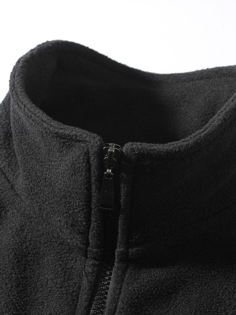 Men's Solid Color Stand Collar Zipper Hoodie Jacket - Outdoor Casual Streetwear