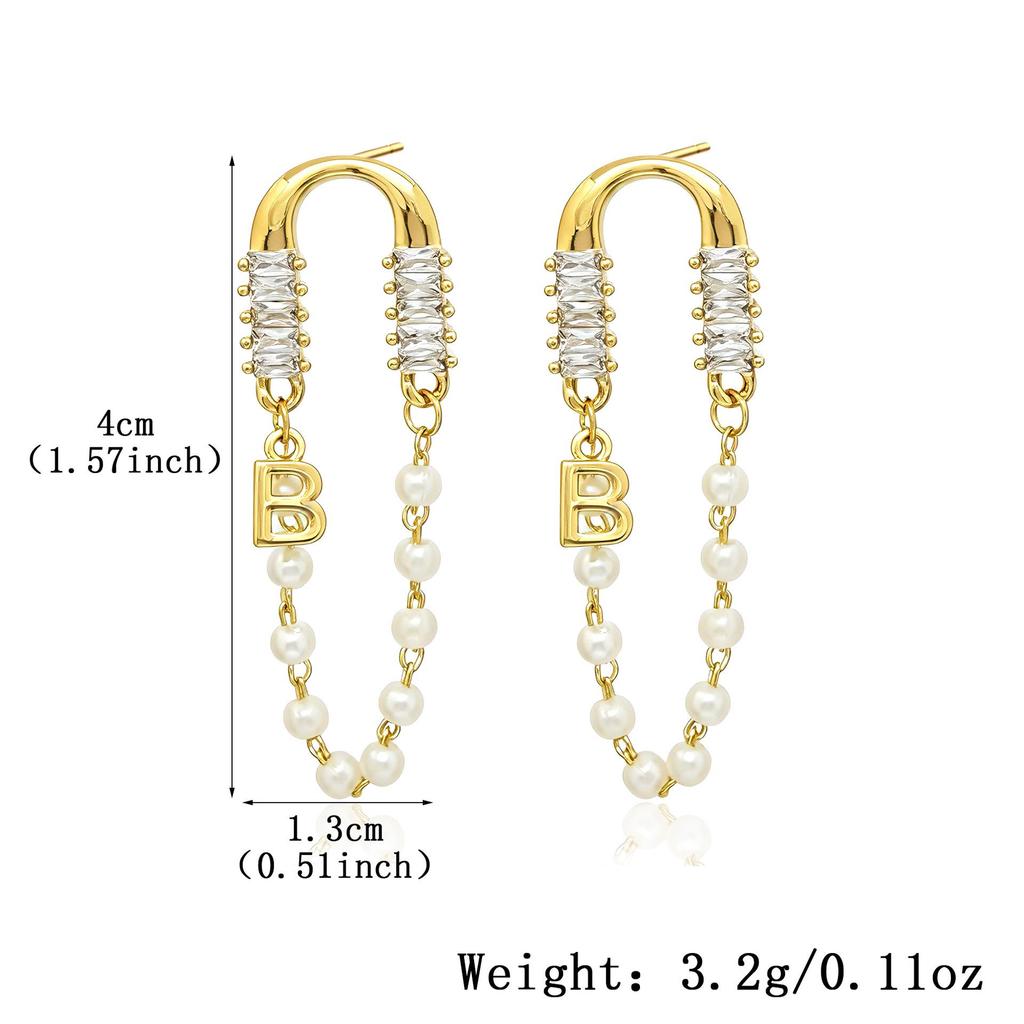 Chic Tassel Chain Earrings with Personality Letter B Design