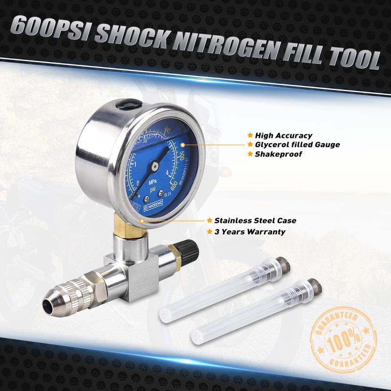 350/600 PSI Stoßstickstoff-Manometer Nadel Füllwerkzeug Für Yamaha YZX Polaris RZR CanAm Arctic Cat Schneemobil FOX Raptor LKW ATV UTV