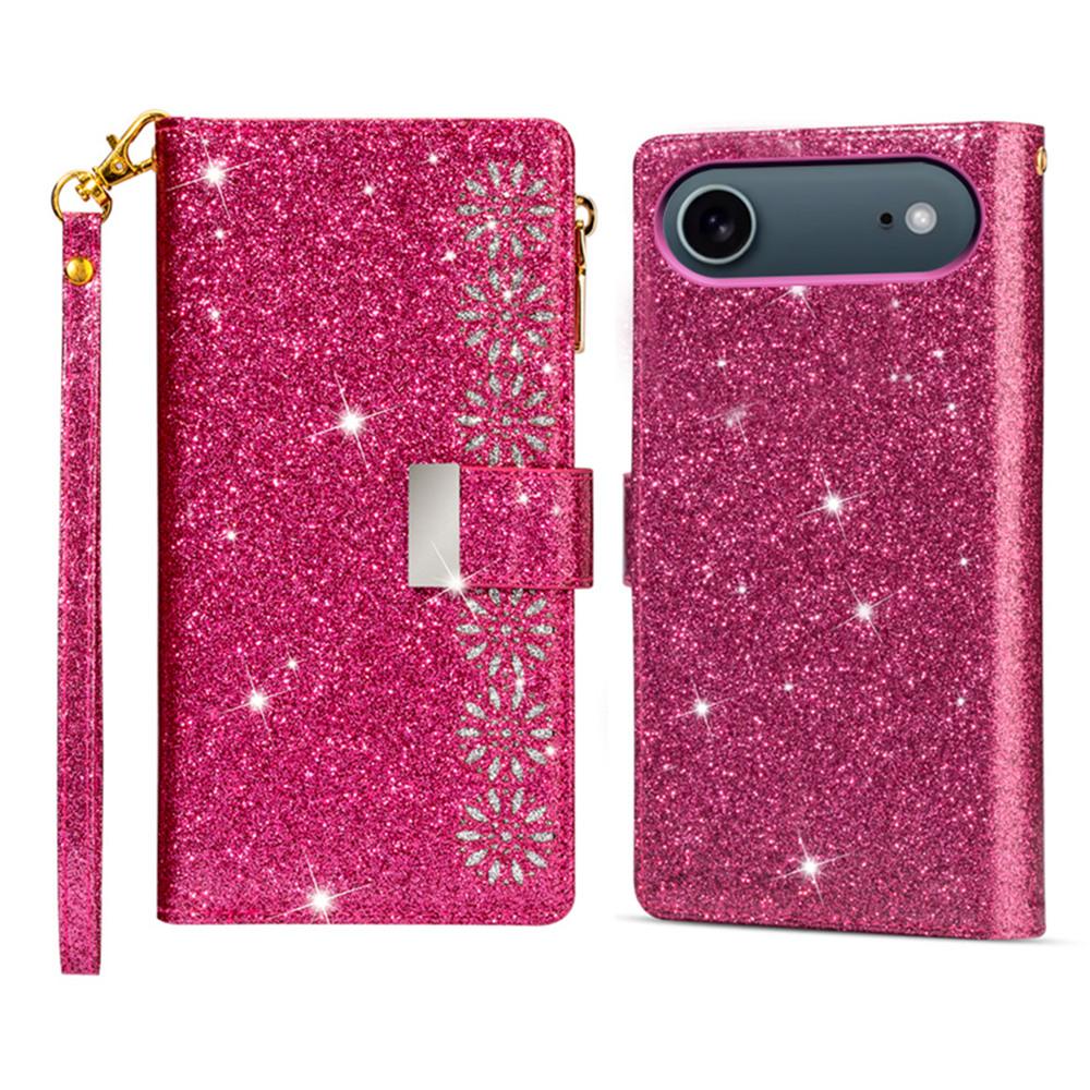 For iPhone Air Case Starry Sky Carving Leather Wallet Phone Cover with Wrist Strap D