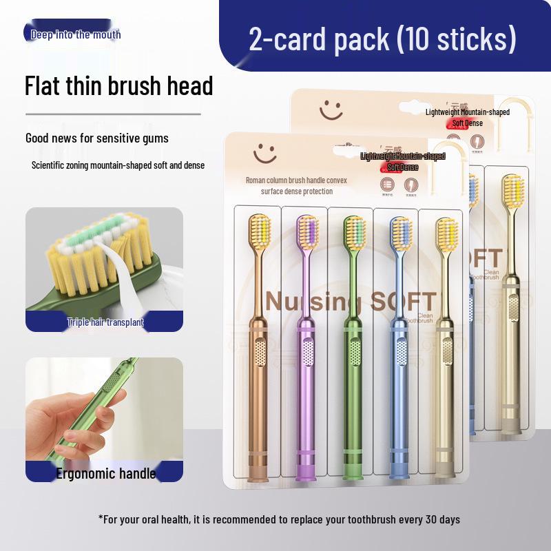 Luxurious Soft Bristle Toothbrush Set - 5 Pack