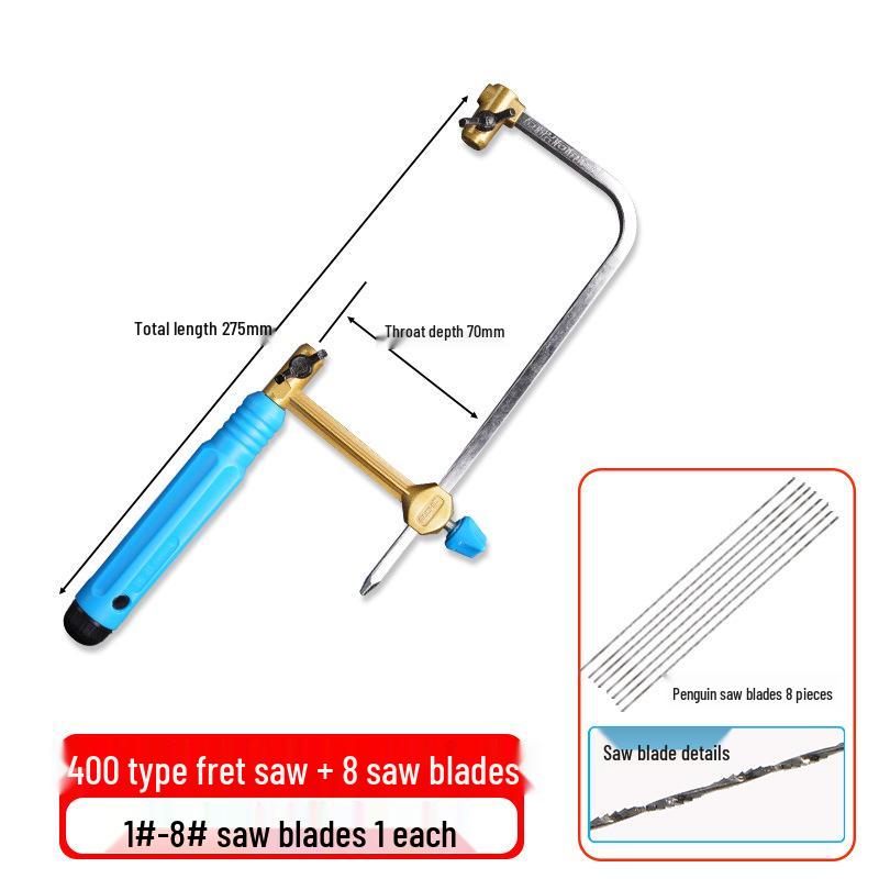 Compact Mini Jigsaw Fret Woodworking Hand Saw with Steel Wire Curve and U-Shaped Blade