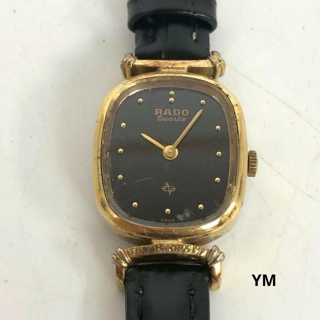 Used RADO Watch Ladies Quartz Vintage Oval Gold Black Brand Antique Watch Luxury Gold
