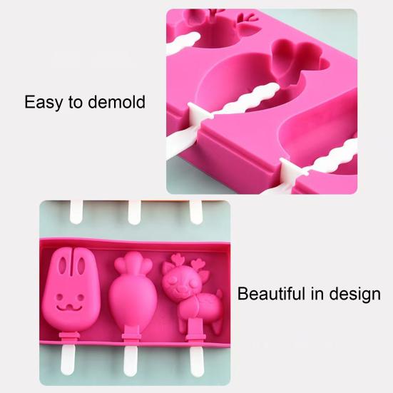 Ice Pop Maker, DIY Silicone Popsicle Mold with Lid, BPA-Free Easy Release Animal Shape Freezer Mold for Homemade Yogurt