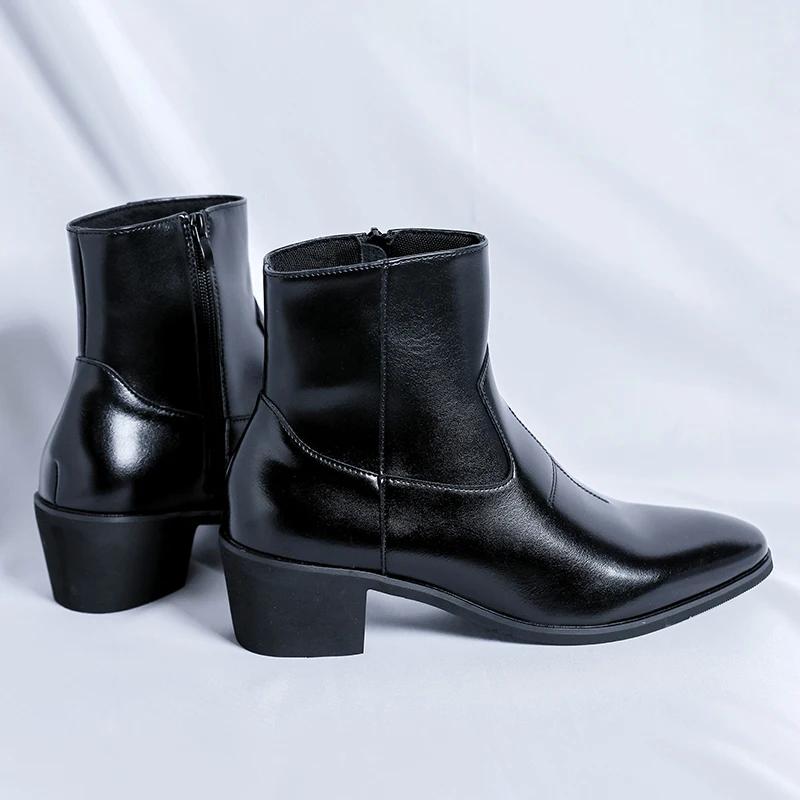 New Luxury Brand Men Designer Ankle Boots High Top Genuine Leather Chelsea Boots Classic Dress Business Outdoor Shoes
