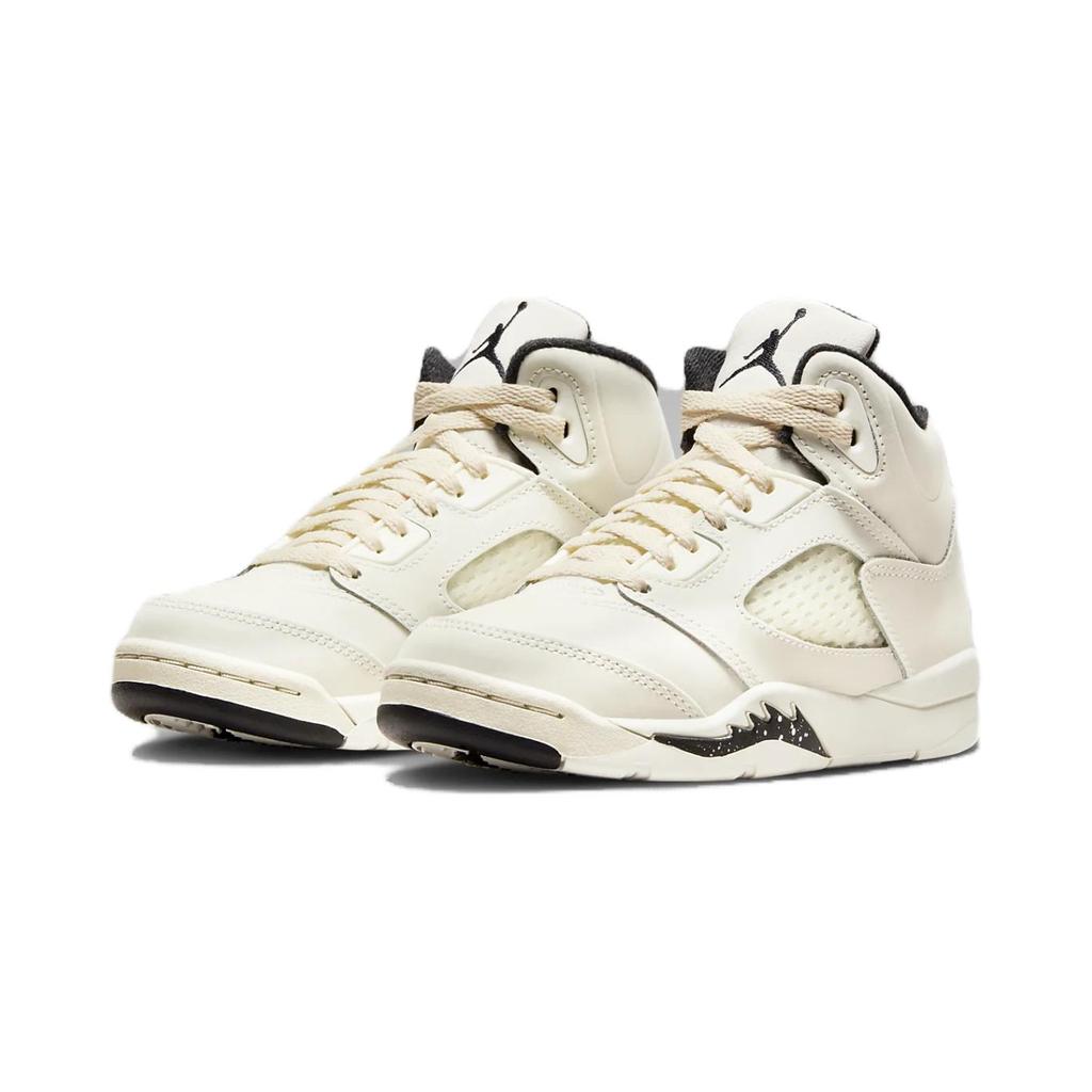 Air Jordan 5 Retro SE PS Sail Kids Sneakers Cream Black Light-Orewood-Brown FQ3683-100