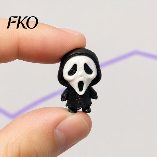 Compact Ghost Face Decor 3D Printed Scream Ornament, Mini Desktop Statue for Halloween Cartoon Desk Figurine Decoration, Funny Skeleton Home