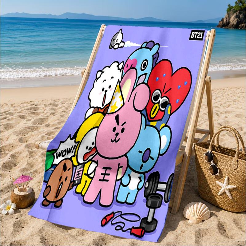 K-pop cartoon Friends Beach Towel, Microfiber Beach Towel, Perfect For Pool, Beach, Travel, Home Decor Beach Party Fan gifts