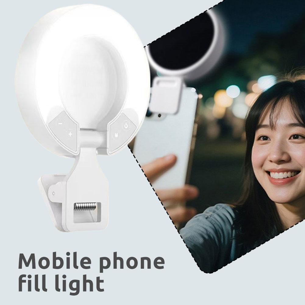 

Mini LED Light Rechargeable With Front Back Clip Portable Phone Adjustable Camera Flashlight Mobile Phone Fill Light білий