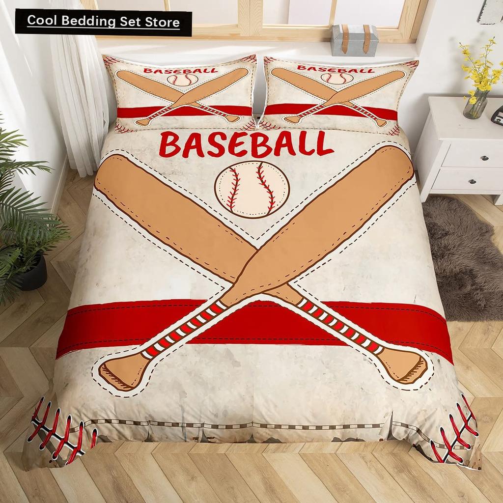 Comforter Baseball Game King Queen Ball Sports Theme Bedding Set Athlete Competitive Polyester Comforter