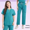 Uniforme Camice Medico Donna Set Camice da Infermiera Tasca Top+Pantaloni Tuta 2 Pezzi Abbigliamento da Infermiera Sala Operatoria Abbigliamento da Lavoro Salone di Bellezza