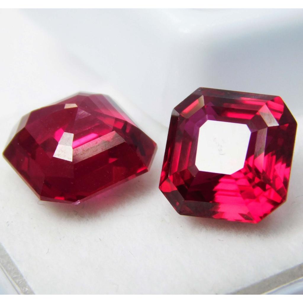 18,10 Karat AA+ Qualität Natürlicher Rubin Rotes Quadratisches Schliff Zertifizierter Loser Edelstein Paar