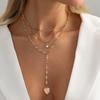 3Pcs/set Pendant Necklace Set for Women Y Shape Tassel Crystal Heart Necklace Elegant Fashion Banquet Jewelry Accessories Gifts
