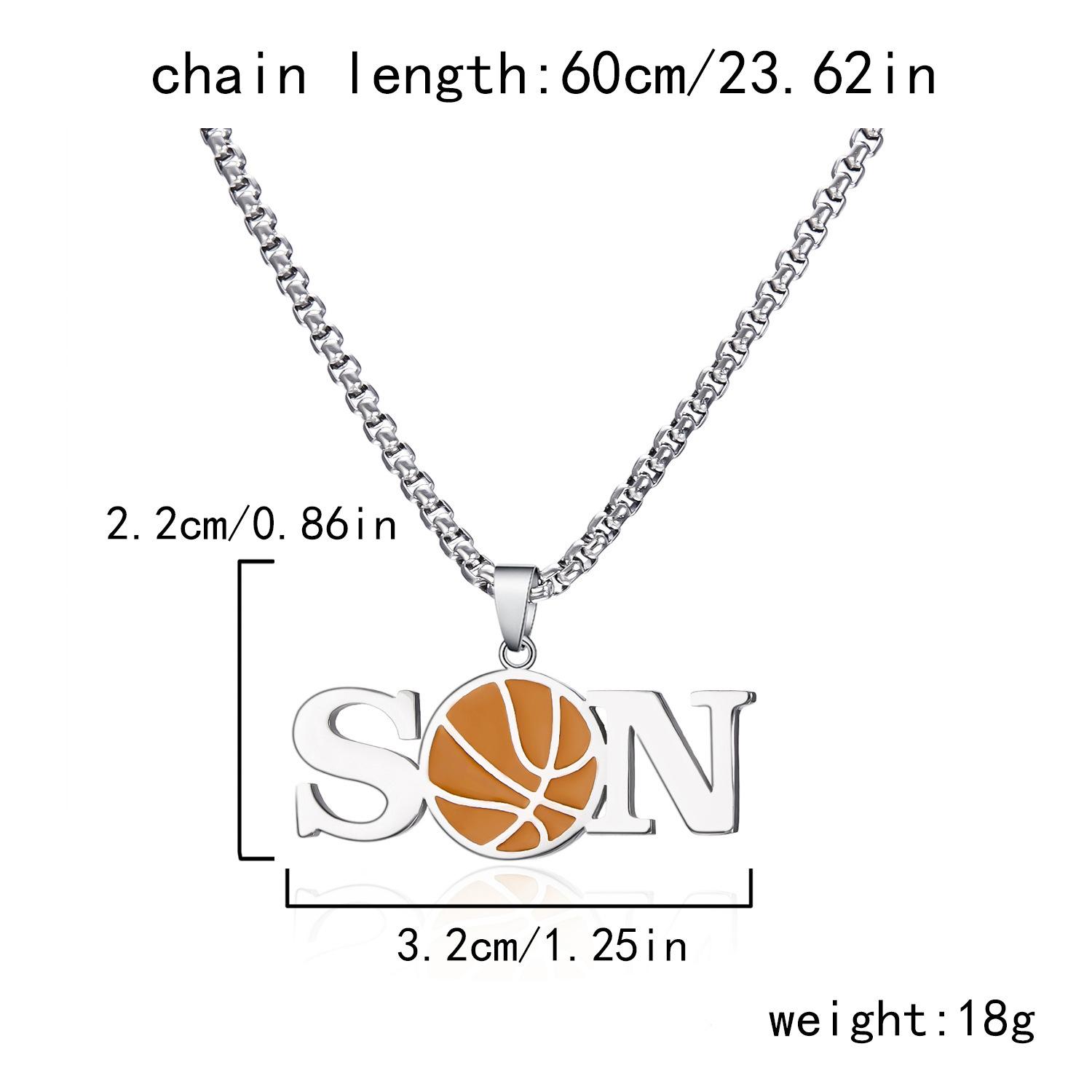 

European and American stainless steel ball letter oil drop necklace versatile titanium steel baseball pendant sweater chain