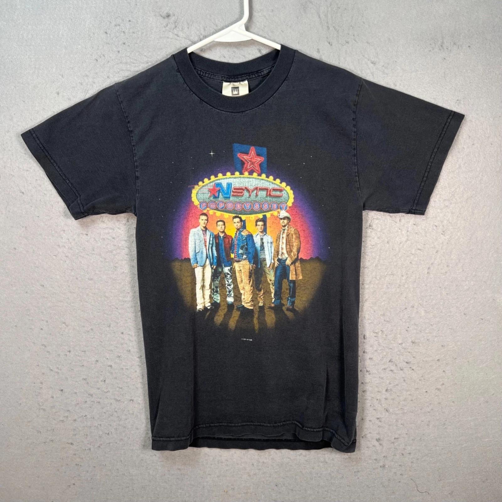 

Vintage NSYNC PopOdyssey Tour Shirt Black Graphic T Shirt Mens Size Small 2XL