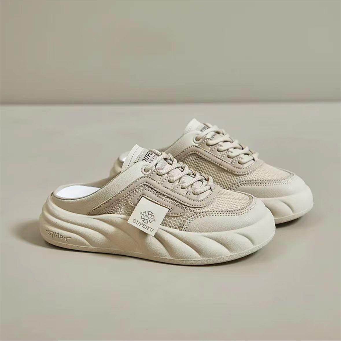 

Sandals women s outer wear 2025 soft sole fashionable versatile mesh white shoes Korean version casual bag head sandals soft sole non-slip 40 хаки