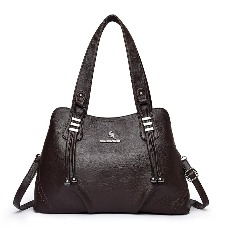 

Женская сумка из мягкой кожи однотонная сумка-тоут сумка для мамы сумка через плечо кофейный