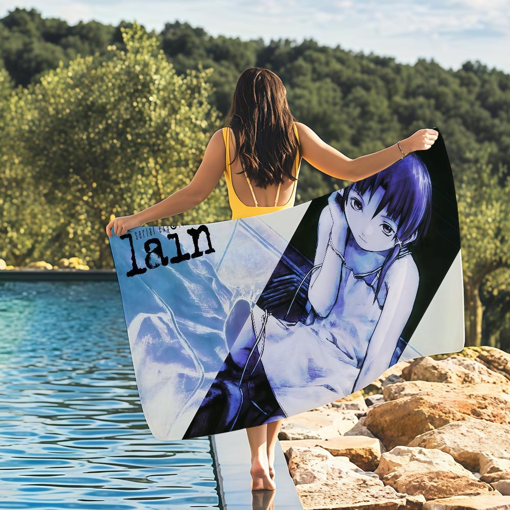 Anime S-Serial Experiments Horror L-Lain Game Quick Drying Beach Towels Are Suitable For Swimming Pools Camping Yoga And The Gym