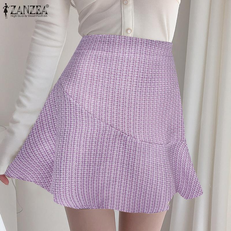 

ZANZEA Женские повседневные короткие юбки трапециевидной формы с высокой талией Saias