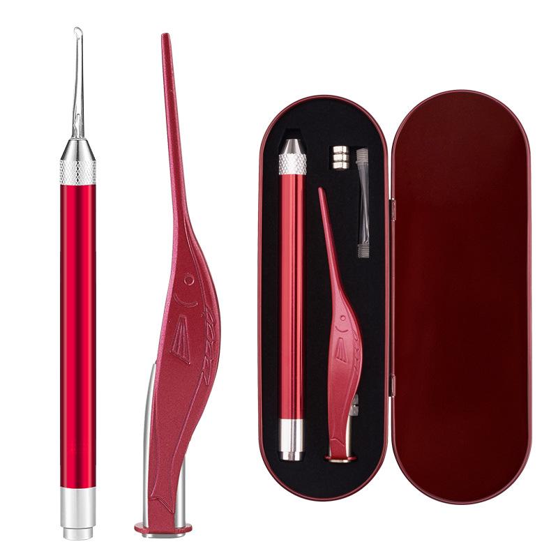 LED Flashlight Ear Cleaner Earpick Set Earwax Removal Ear Spoon Tweezer Ears Care Tool