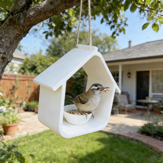Vannbeskyttet fuglemater Husformet Hengende fuglemater Værbestandig Utendørs fuglemater for Veranda Balkong Terrasse Hage Bakgård