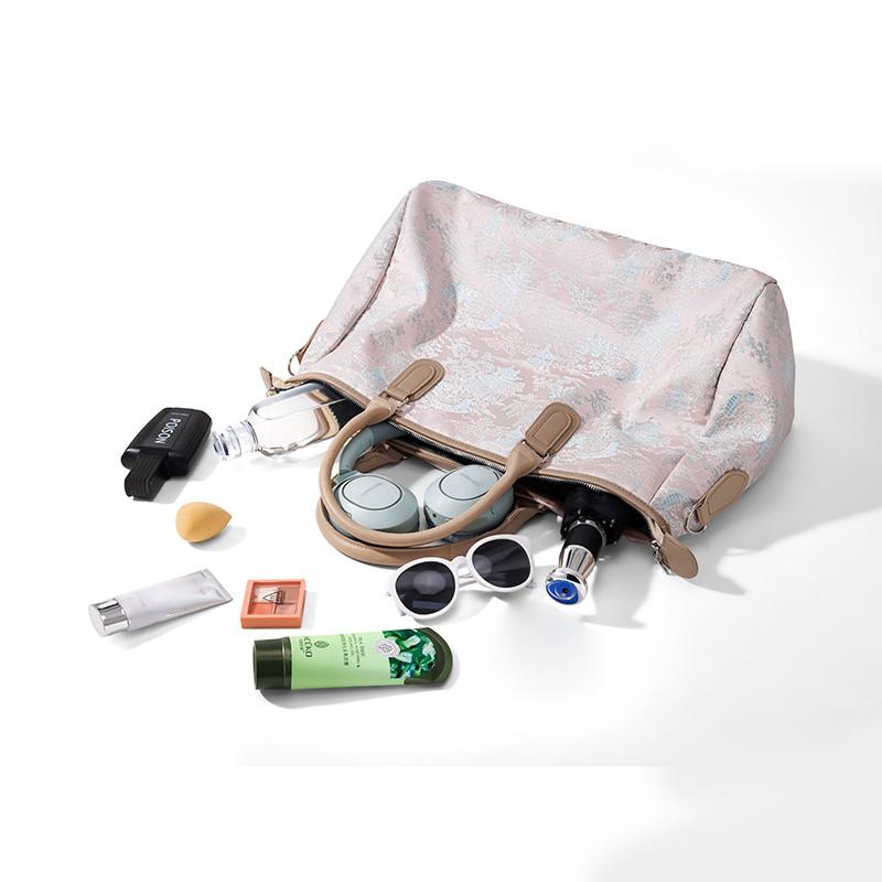 Short Distance Large Capacity Luggage Bag Women's Retro Print Travel Bag with Dry Wet Separation