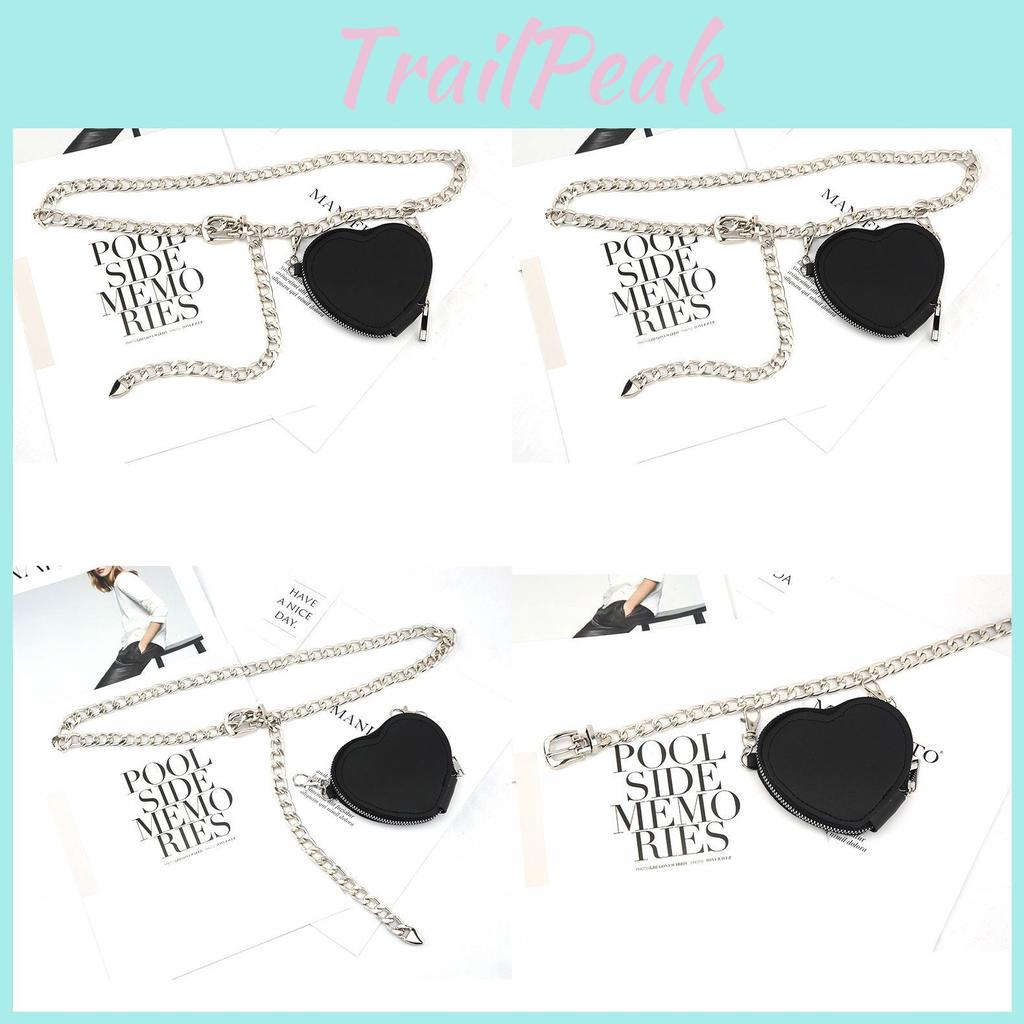 Fashion Metal Women Waist Chain With Detachable Heart Shaped Bag Pendant For Outdoor Wear