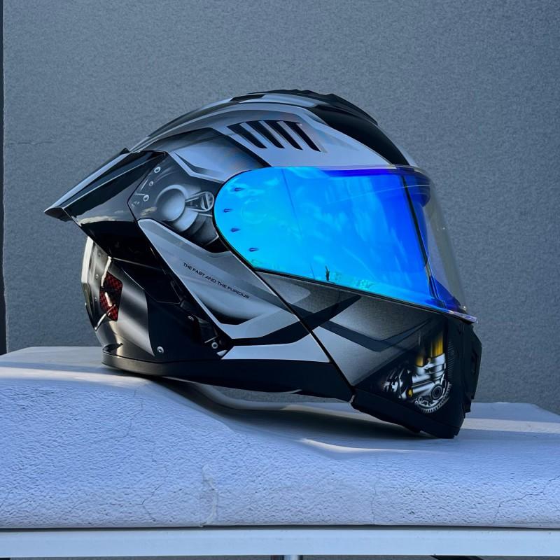Flip-Up Motorcycle Helmet With Dual Visors ABS Full Face Men Women Scooter Riders