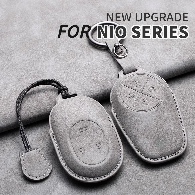 For Nio Et7 Et5 For Weilai Nio Ec6 Et7 Es6 Es8 Leather Car Remote Key Case Cover Protector Keychain