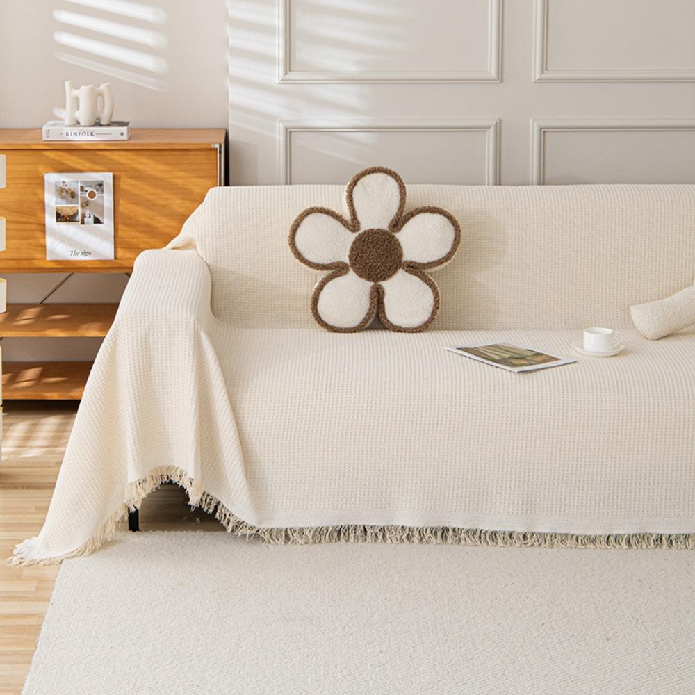 

Cream Style Sofa Cover Full Coverage Universal All Season Couch Blanket for Picnic Camping 90x180
