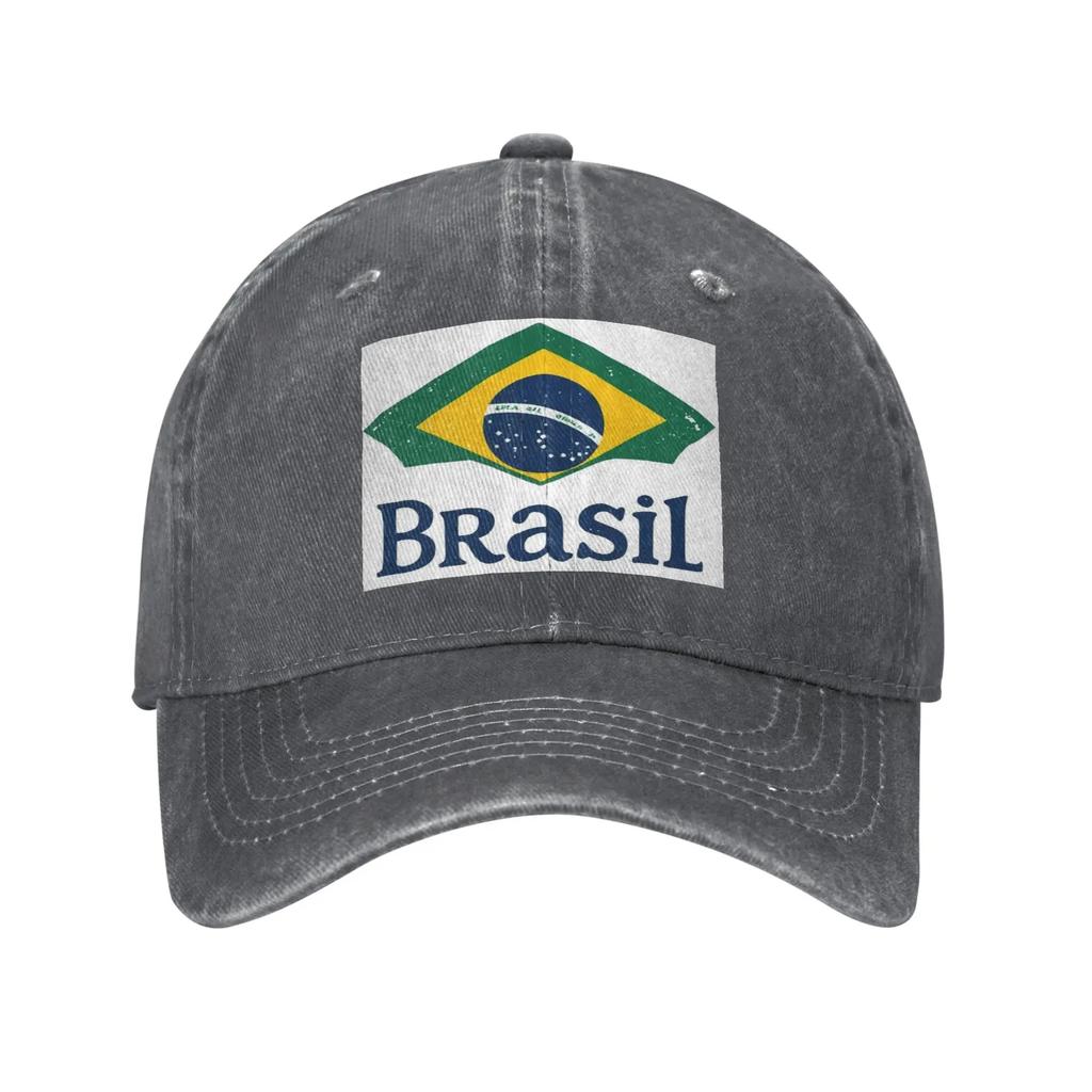 Brazil Flag Washed Denim Cap Casual Baseball Caps Adjustable Hat Summer Unisex Baseball Hats