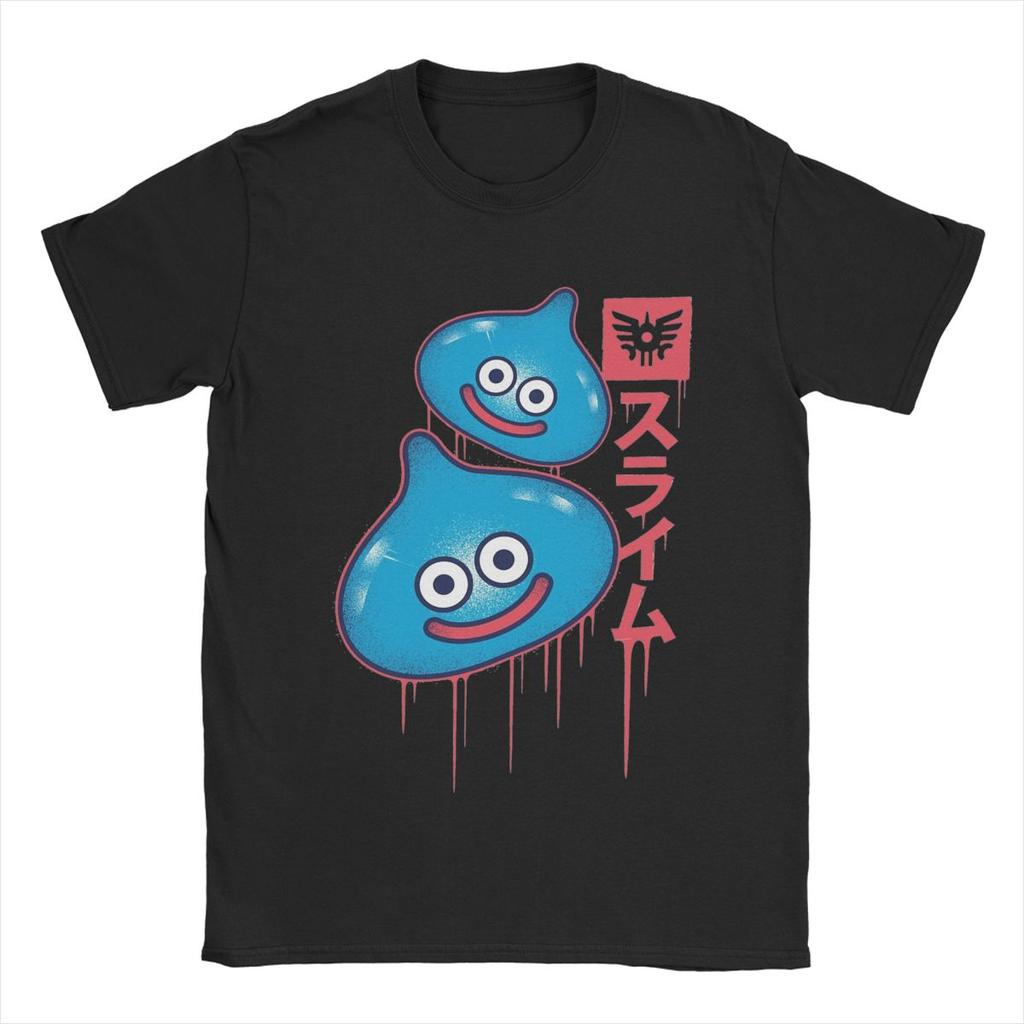 Dragon Quest Slime T-Shirts for Men Funny 100% Cotton Tee Shirt Round Neck Short Sleeve T Shirts Plus Size Clothes