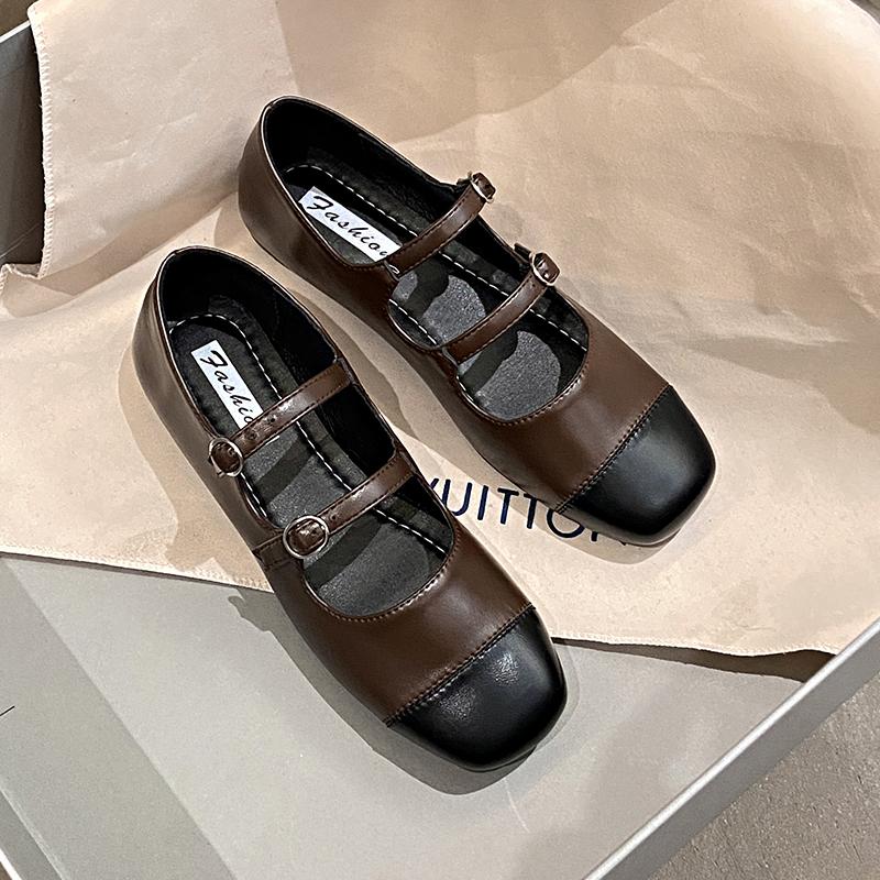 

Buckle Strap Solid Low Heel Pumps for Women 2024 New Hot Sale Summer One-line Buckle Square Toe Ladies Shoes Shallow Pu Pumps