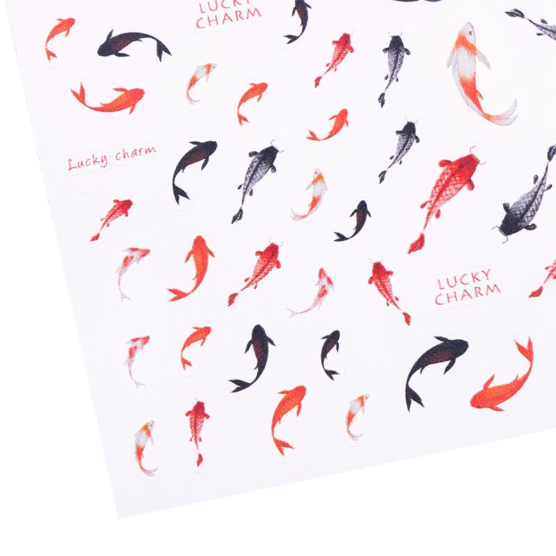 Red Koi Fish Goldfish 5D Nail Sticker Lettering 3D Stickers Chinese Nail Art Design Decal Nail Supplies