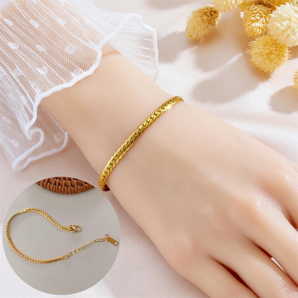Meichen 18k Gold Non-Fading Titanium Steel Women's Fashion Bracelets - Simple, Versatile, Trendy European and American Style.