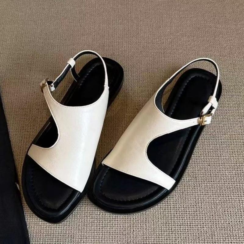 

Fashion Concise Gladiator Sandals Retro Handmade Sandals Summer New Split Leather Open Toe Women Flats Shoes Casual Comfy Ladies Sandals 40 белый